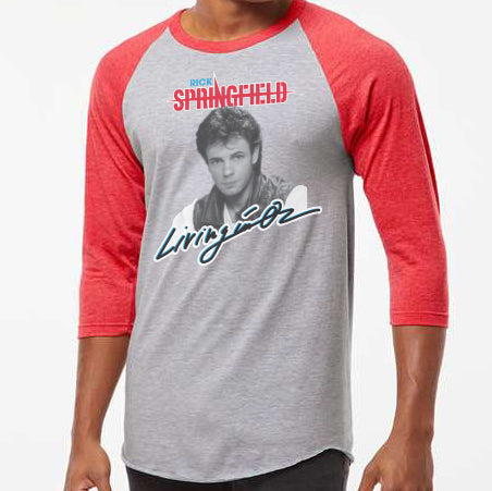 Rick Springfield Retro Living in Oz Raglan - Red/Gray