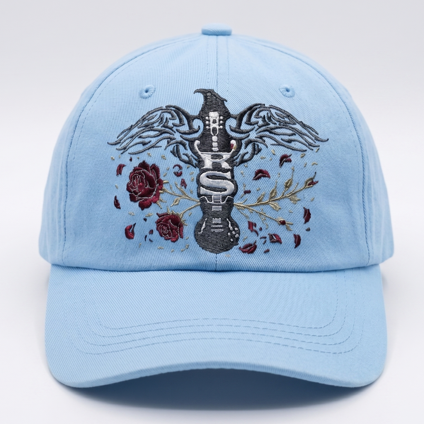 Rick Springfield Rose-Guitar Embroidered Baseball Hat