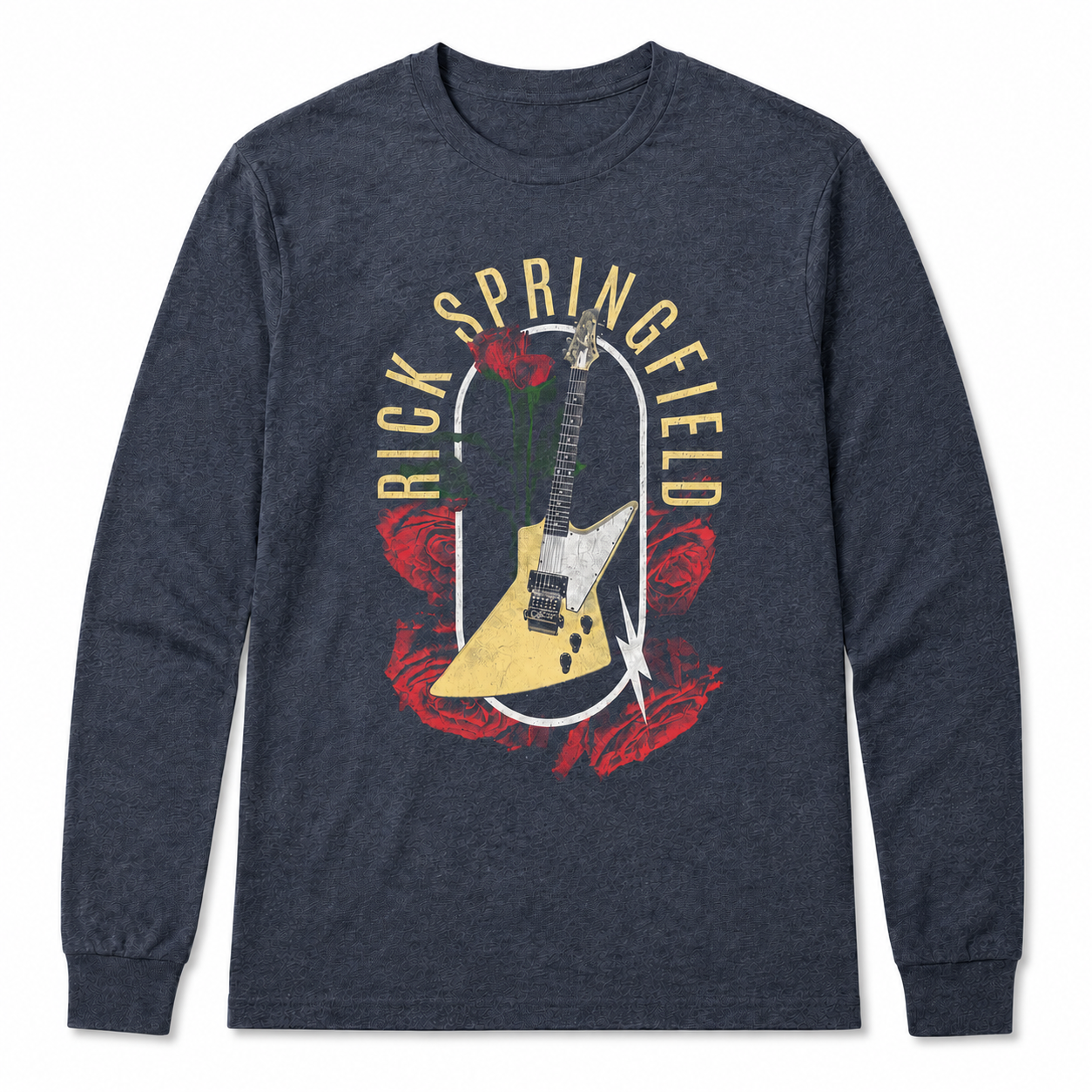 Rick Springfield Guitar & Roses Long Sleeve T-shirt