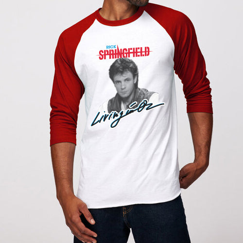 Rick Springfield Retro Living in Oz Raglan - Red/WHITE