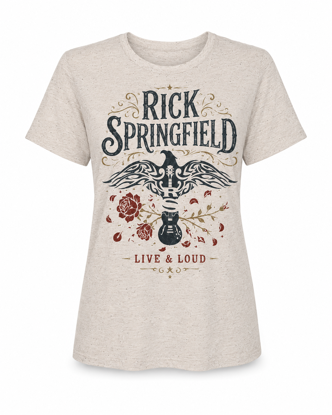 Rick Springfield “Live & Loud” Women’s Triblend OATMEAL T-shirt