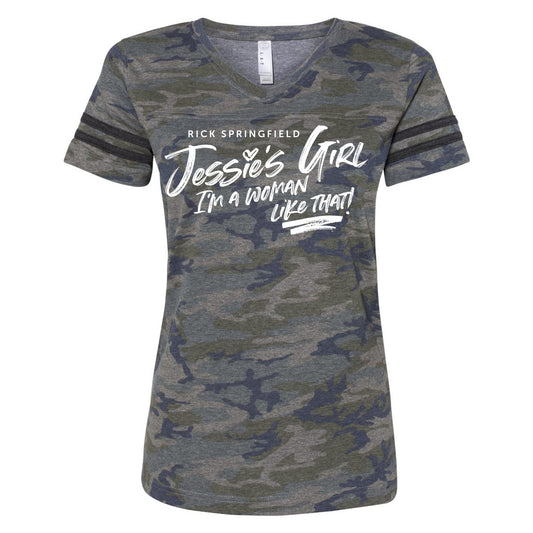 I'm A Woman Like That Camo T-Shirt - VNECK