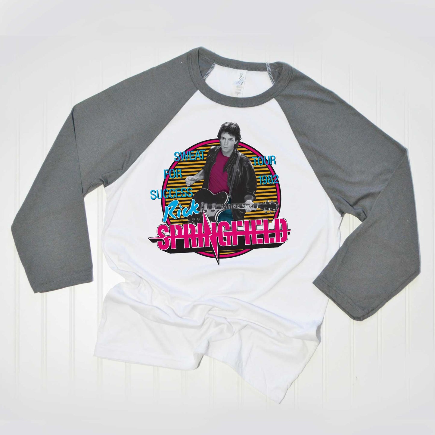 Rick Springfield Retro 1982 Concert Raglan-Gray Sleeves